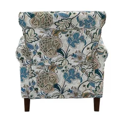 Kirklands Home Accent Chairs|Blue and Green Floral Upholstered Accent Chair