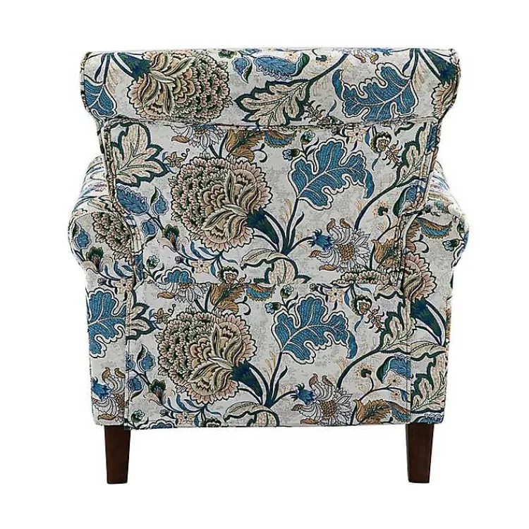 Kirklands Home Accent Chairs|Blue and Green Floral Upholstered Accent Chair
