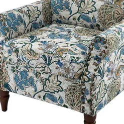 Kirklands Home Accent Chairs|Blue and Green Floral Upholstered Accent Chair