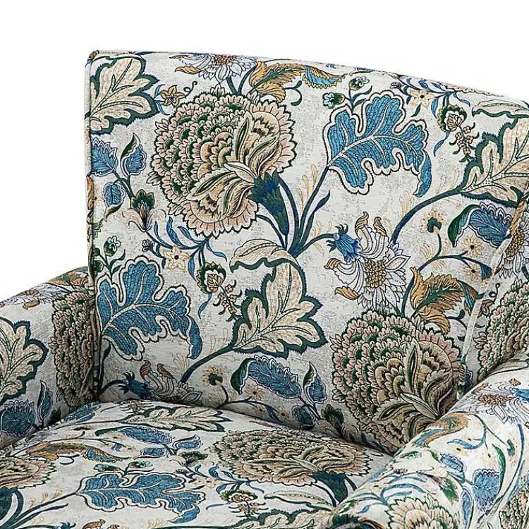 Kirklands Home Accent Chairs|Blue and Green Floral Upholstered Accent Chair