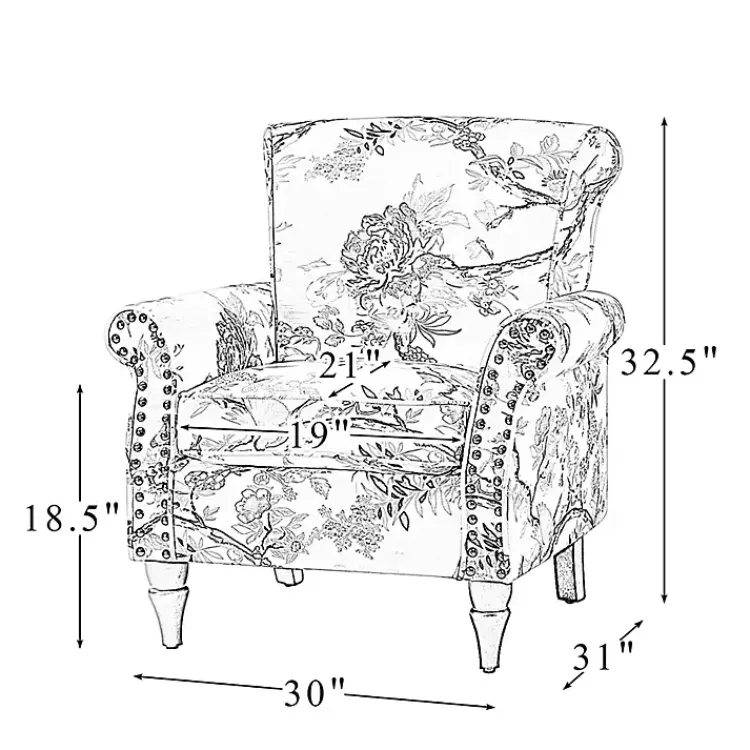 Kirklands Home Accent Chairs|Blue and Green Floral Upholstered Accent Chair