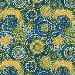 Kirklands Home Outdoor Cushions & Pillows|Blue and Green Lagoon Outdoor Settee Cushion