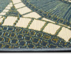 Kirklands Home Outdoor Rugs|Blue and Green Spheres Indoor/Outdoor Runner, 1x4