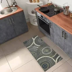 Kirklands Home Outdoor Rugs|Blue and Green Spheres Indoor/Outdoor Runner, 1x4