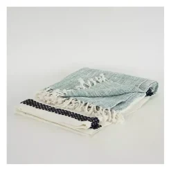Outlet Blue and Ivory Colorblock Throw Blankets & Throws