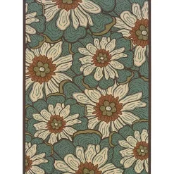 Kirklands Home Outdoor Rugs|Blue and Ivory Flowers Outdoor Area Rug, 3x5