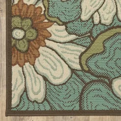 Kirklands Home Outdoor Rugs|Blue and Ivory Flowers Outdoor Area Rug, 3x5