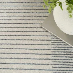 Kirklands Home Area Rugs|Blue and Ivory Linear Orb Washable Area Rug, 5x7