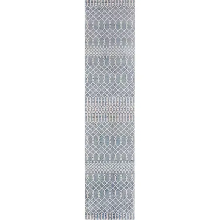 Kirklands Home Area Rugs|Blue and Ivory Moroccan Trellis Runner