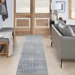 Kirklands Home Area Rugs|Blue and Ivory Moroccan Trellis Runner