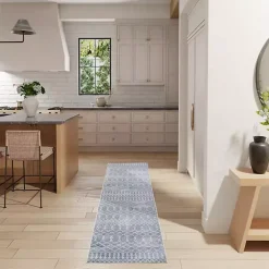 Kirklands Home Area Rugs|Blue and Ivory Moroccan Trellis Runner