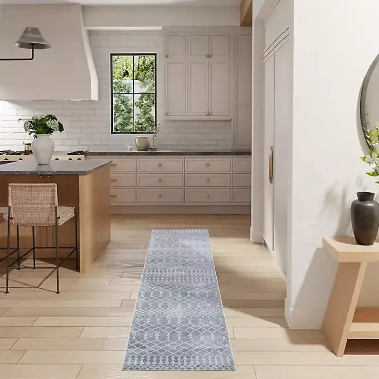 Kirklands Home Area Rugs|Blue and Ivory Moroccan Trellis Runner