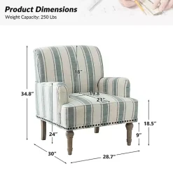 Kirklands Home Accent Chairs|Blue and Ivory Striped Accent Chair
