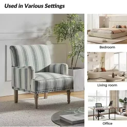 Kirklands Home Accent Chairs|Blue and Ivory Striped Accent Chair