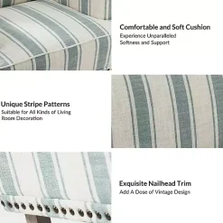 Kirklands Home Accent Chairs|Blue and Ivory Striped Accent Chair