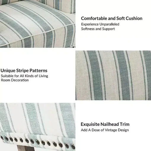 Kirklands Home Accent Chairs|Blue and Ivory Striped Accent Chair