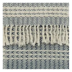 Blue and Ivory Striped Cotton Throw Blankets & Throws