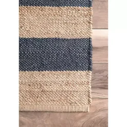 Kirklands Home Area Rugs|Blue and Natural Stripe Area Rug, 5x8