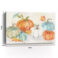 Sale Blue and Orange Pumpkin Patch Canvas Art Print Fall