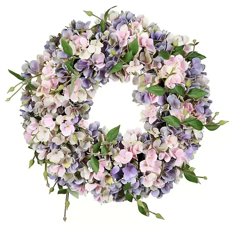 Online Blue and Pink Hydrangea Wreath, 18 in. Wreaths