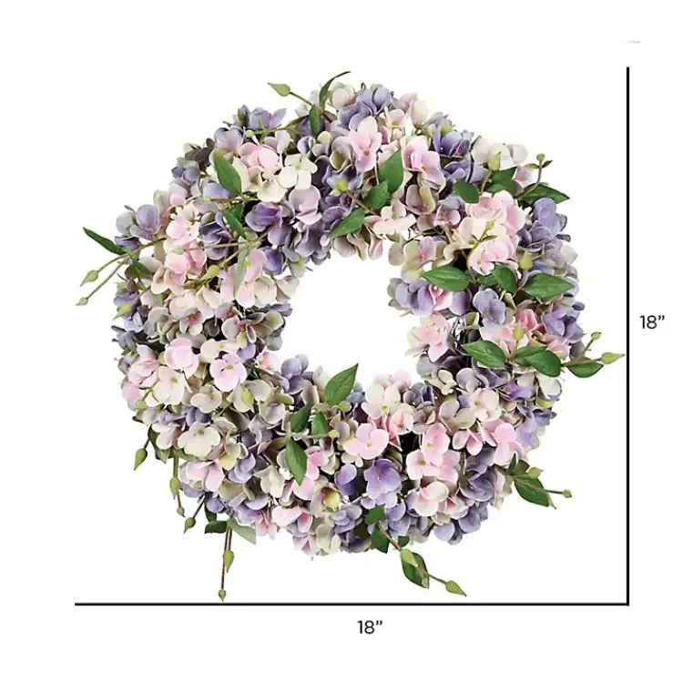 Online Blue and Pink Hydrangea Wreath, 18 in. Wreaths