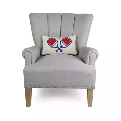 Sale Blue and Red Pickleball Hooked Lumbar Pillow Pillows