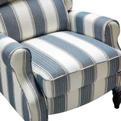 Kirklands Home Accent Chairs|Blue and Tan Stripe Traditional Recliner