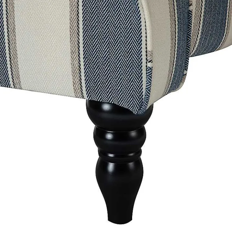 Kirklands Home Accent Chairs|Blue and Tan Stripe Traditional Recliner
