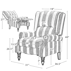 Kirklands Home Accent Chairs|Blue and Tan Stripe Traditional Recliner
