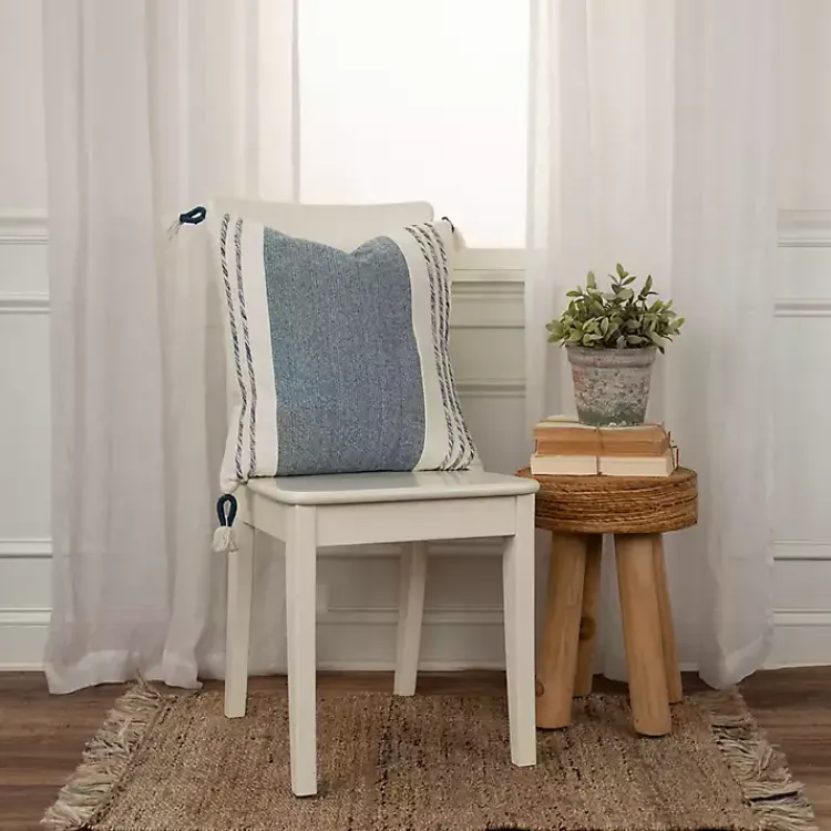 Online Blue and White Block Loop Throw Pillow Pillows