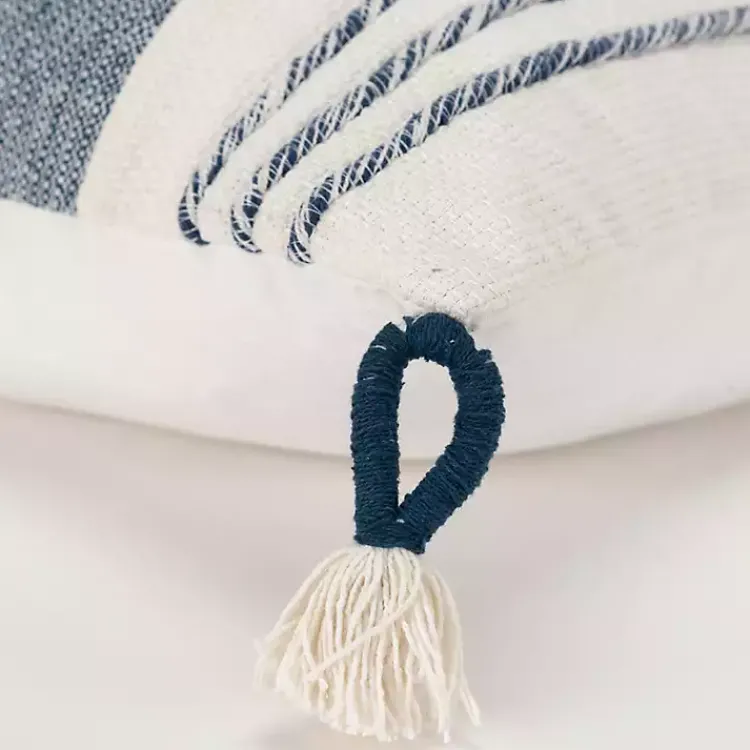 Online Blue and White Block Loop Throw Pillow Pillows