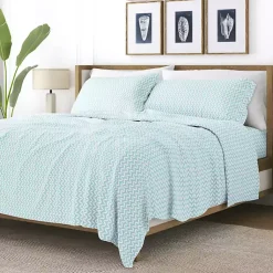 Kirklands Home Bed Sheets|Blue and White Chevron 3-pc. Twin Sheet Set