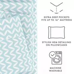 Kirklands Home Bed Sheets|Blue and White Chevron 3-pc. Twin Sheet Set
