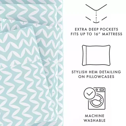 Kirklands Home Bed Sheets|Blue and White Chevron 3-pc. Twin Sheet Set