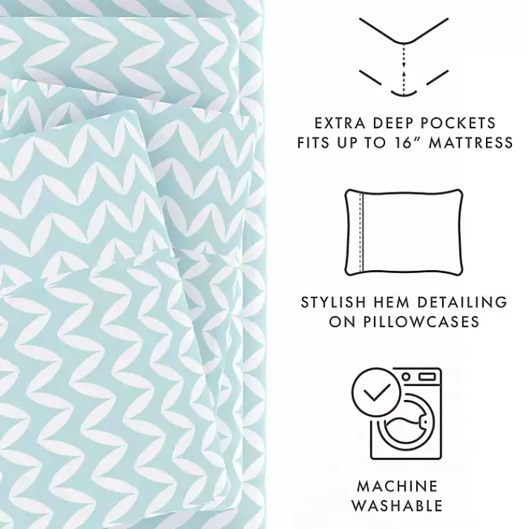 Kirklands Home Bed Sheets|Blue and White Chevron 3-pc. Twin Sheet Set