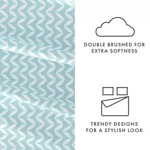 Kirklands Home Bed Sheets|Blue and White Chevron 3-pc. Twin Sheet Set