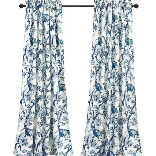 Kirklands Home Curtains & Drapes|Blue and White Dolores Curtain Panel Set, 95 in.