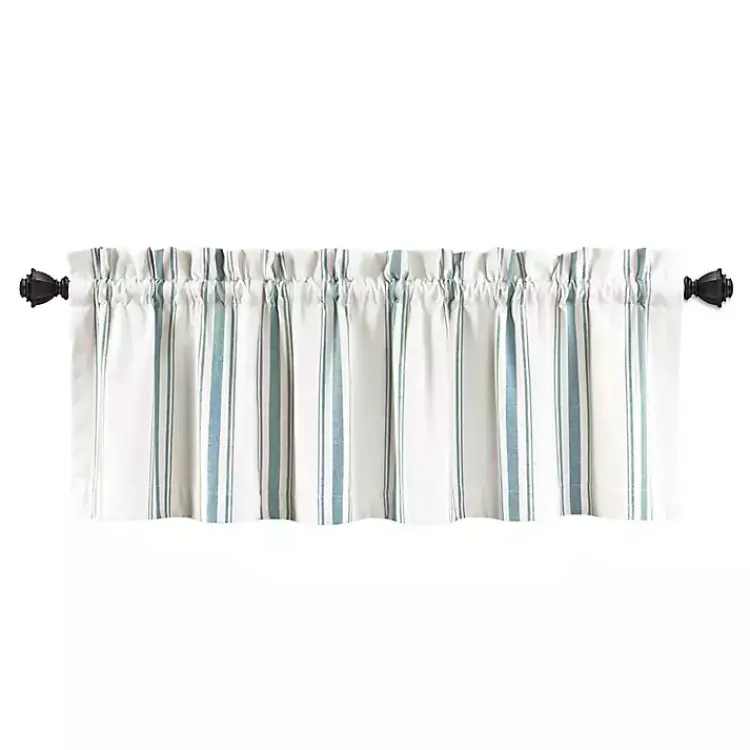 Kirklands Home Curtains & Drapes|Blue and White Farmhouse Stripe Valance