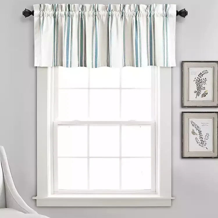 Kirklands Home Curtains & Drapes|Blue and White Farmhouse Stripe Valance