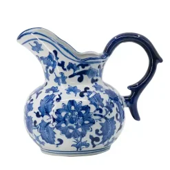 Kirklands Home Kitchen Accessories|Blue and White Floral Ceramic Pitcher