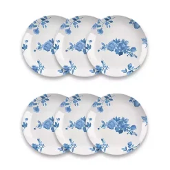 Kirklands Home Dinnerware|Blue and White Floral Dinner Plates, Set of 6