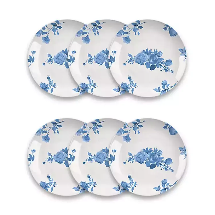 Kirklands Home Dinnerware|Blue and White Floral Dinner Plates, Set of 6
