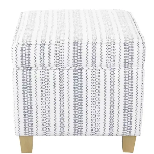 Kirklands Home Benches & Ottomans|Blue and White Hometown Striped Storage Ottoman
