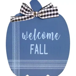 Outlet Blue and White Pumpkin Tabletop Signs, Set of 2 Fall