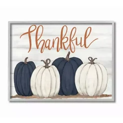 Best Blue and White Pumpkins Thankful Wall Plaque Fall