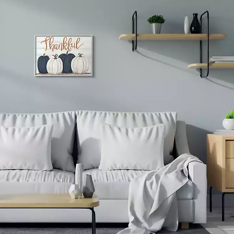 Best Blue and White Pumpkins Thankful Wall Plaque Fall