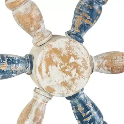 Kirklands Home Wall Plaques|Blue and White Ship Wheel Wall Plaque