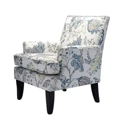 Kirklands Home Accent Chairs|Blue and Yellow Floral Upholstered Accent Chair