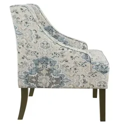 Kirklands Home Accent Chairs|Antiqued Medallion Swoop Arm Accent Chair Blue