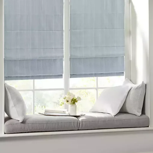 Kirklands Home Curtains & Drapes|Basketweave Cordless Roman Shade, 35 in. Blue